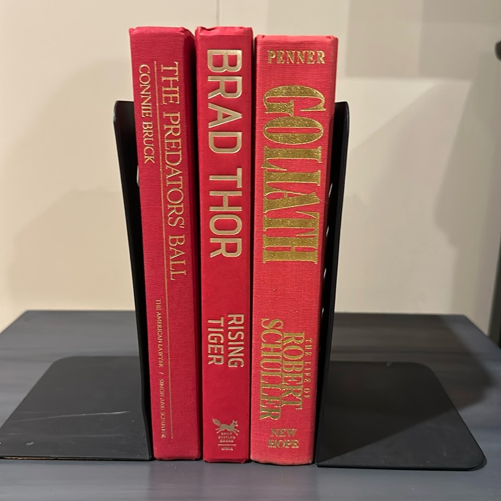 Set of Color-Coordinated Red Hardback Books with Gold Lettering